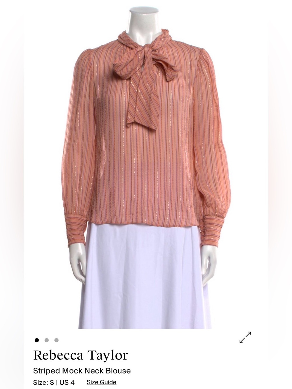 Rebecca Taylor bow front blouse size S EUC